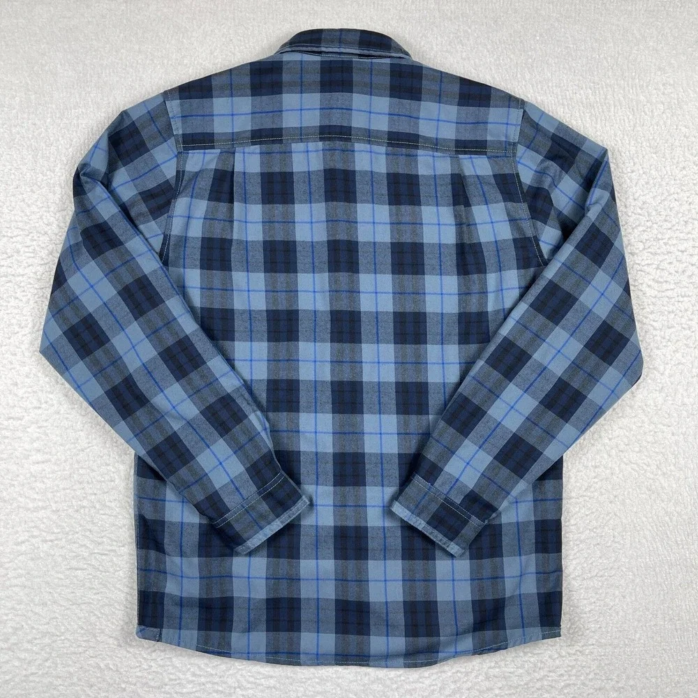North Face Shirt Mens Small Blue Plaid‎ Snap Outdoors Camping Hiking Travel Work
